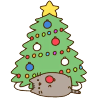 🎄 Pusheen Pusheen, 猫, クリスマス, クリスマスツリー, お祝い, ホリデー, 漫画 telegram sticker