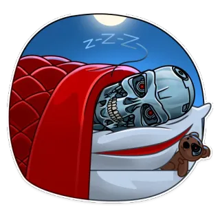 😴 Terminator z-z-z-z Terminator, Roboter, schlafend, Film, Cartoon telegram sticker