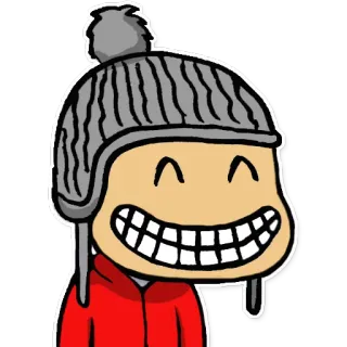😁 мультфильм, персонаж, наклейка, зима, шапка, улыбка whatsapp sticker