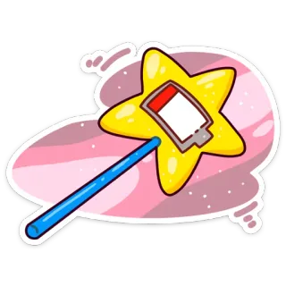 💥 estrella, magia, batería baja, mago, varita, poder, dibujo animado telegram sticker