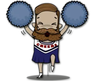🎉 CHEER Cheerleader, Mann, Bart, Pompons, Tanzen, Animiert, Lustig telegram sticker