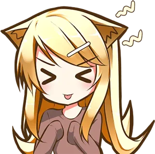 😝 动漫, 猫娘, 可爱, 卡哇伊, 卡通, 漫画 whatsapp sticker