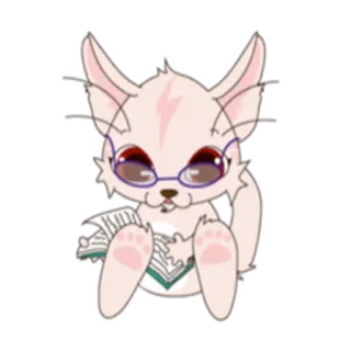 📚 gato, leyendo, lindo, gafas, dibujos animados whatsapp sticker