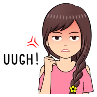 😠 bravo, irritada, desenho animado, mulher, frustrada, chateada whatsapp sticker