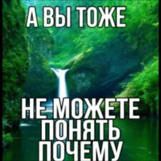 😣 А ВЫ ТОЖЕ НЕ МОЖЕТЕ ПОНЯТЬ ПОЧЕМУ russisch, Meme, Wasserfall, Frage, Natur, Text whatsapp sticker