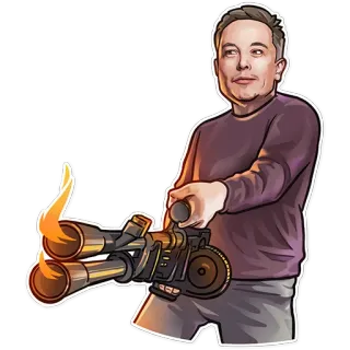 🔥 Elon Musk elon musk, vlammenwerper, wapen, meme, technologie, tesla telegram sticker