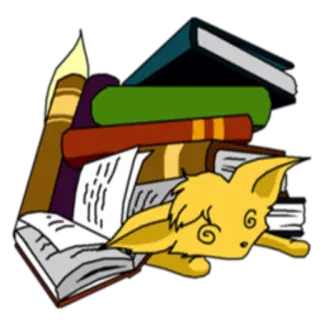 📚 livre, lecture, chat, épuisé, étude, école telegram sticker