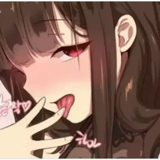 🥵 망상♥ anime girl, tongue, licking, manga, cartoon, anime telegram sticker