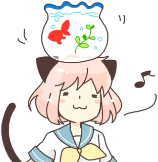 🐟 desenho animado, gato, peixe, menina, anime, kawaii, adesivo telegram sticker