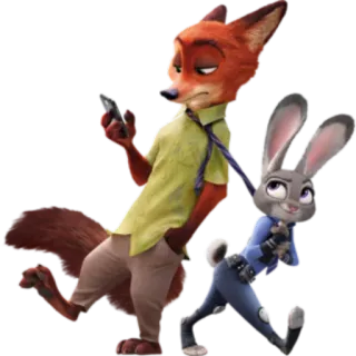 📱 Nick Wilde, Judy Hopps Zootopia zootopia, nick wilde, judy hopps, animated movie, disney, cartoon telegram sticker