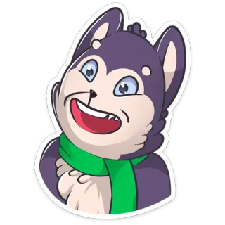 😃 Hund, Cartoon, Tier, Sticker, Husky, Schal telegram sticker