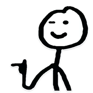 😉 คนไม้ขีด, ชี้, ขยิบตา, การ์ตูน, ลายเส้น, มินิมอล telegram sticker