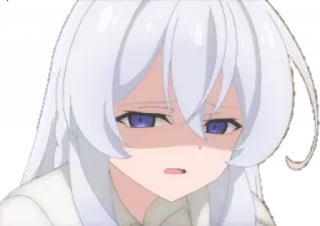 😨 อนิเมะ, การ์ตูน, ผมขาว, ตาสีม่วง, ตัวละคร, สีหน้า telegram sticker