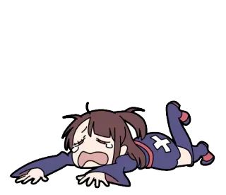😭 Atsuko Kagari Little Witch Academia anime, llorando, triste, fracaso, agotado, kawaii, chica anime telegram sticker