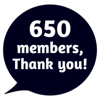 ❤ 650 members, Thank you! Mitglieder, Danke, Community, Meilenstein, Feier, Erfolg whatsapp sticker