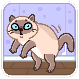 😳 кот, животное, милый, стикер, мультфильм, сиамский telegram sticker