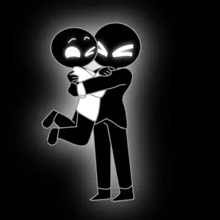 🥰 hug, love, friendship, affection, cartoon, black and white, embrace telegram sticker