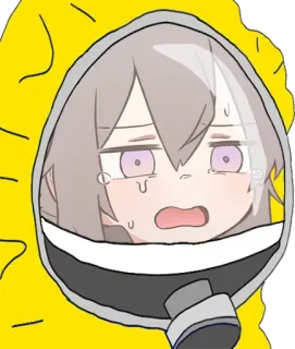 🦠 anime, garota, roupa de proteção, chorando, triste, kawaii whatsapp sticker
