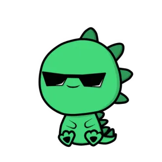 😎 dinosaurier, süß, cartoon, grün, brille, tier, kawaii telegram sticker