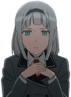 😠 anime, girl, character, gray hair, uniform, cute, digital art whatsapp sticker