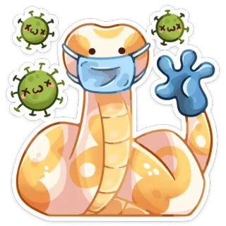 😷 Schlange, Maske, Virus, Gesundheit, süß, kawaii telegram sticker