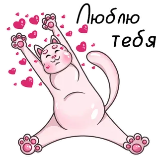 ❤️ Люблю тебя chat, amour, coeurs, mignon, animal, russe, texte, autocollant whatsapp sticker