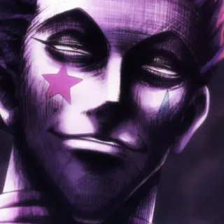 🥴 Hisoka Hunter x Hunter Anime, Villano, Payaso, Morado, Estrella, Cazador whatsapp sticker