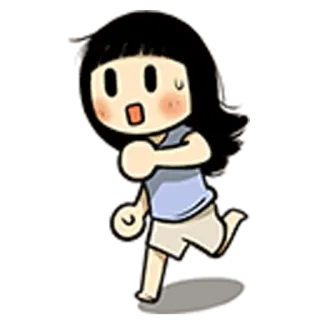 😨 Desenho animado, Correndo, Assustado, Personagem, Menina telegram sticker