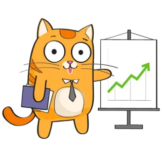 📈 Katze, Diagramm, Wirtschaft, Präsentation, Cartoon telegram sticker