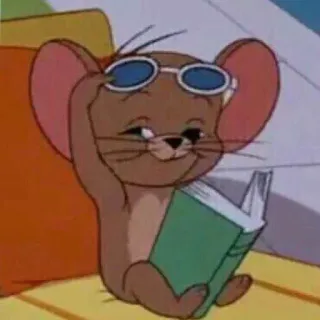 😎 Jerry Mouse Tom and Jerry Cartone animato, Topo, Occhiali da sole, Libro, Lettura, Relax, Spiaggia, Estate telegram sticker