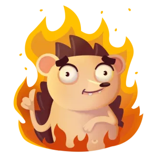 🔥 erizo, dibujos animados, animal, pegatina, fuego, lindo, gracioso telegram sticker