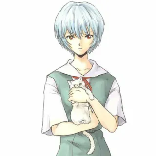 📓 Rei Ayanami Neon Genesis Evangelion Anime, Mädchen, Katze, Schuluniform, Manga, Charakter whatsapp sticker