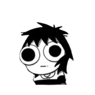 😐 cartone animato, personaggio, occhi, bianco e nero, semplice, adesivo telegram sticker