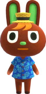 🐰 Coco Animal Crossing Coco, Animal Crossing, Hase, Bewohner, Hut, Blaues Hemd telegram sticker