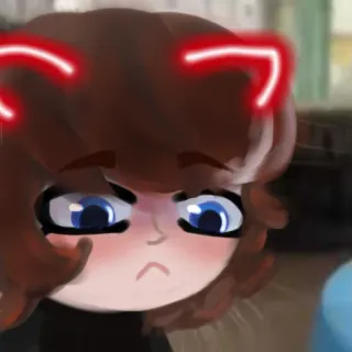 ☹️ demonio, diablo, cuernos, lindo, anime, manga whatsapp sticker