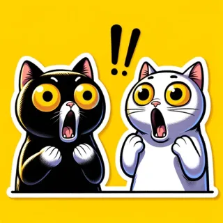 😳 cats, shocked, surprised, cartoon, animals, cute, exclamation telegram sticker