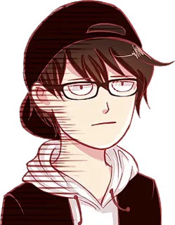 😐 Anime, Occhiali, Cartone animato, Persona, Uomo, Serio telegram sticker