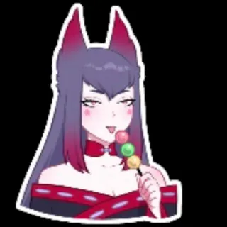 🍡 Fille anime, Dango, Oreilles de renard, Mignon, Kawaii, Autocollant telegram sticker
