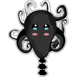🥺 polvo, desenho animado, fofo, tentáculos, preto whatsapp sticker