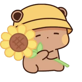 🌼 หมี, ทานตะวัน, น่ารัก, สติกเกอร์ telegram sticker