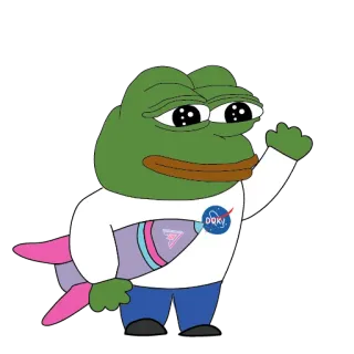 😊 Pepe the Frog DOKY Pepe, frog, rocket, cartoon, meme telegram sticker