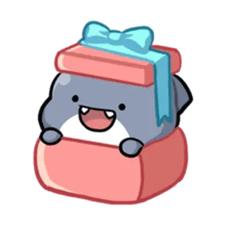 😢 상어, 선물, 선물, 귀여운, 동물 telegram sticker
