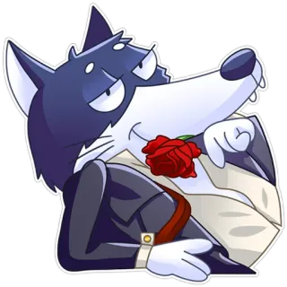 😏 lobo, rosa, desenho animado, terno, elegante, romântico telegram sticker