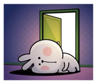 😔 rabbit, cartoon, cute, animal, lazy, sad whatsapp sticker