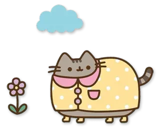 ☁ Pusheen Katze, Pusheen, süß, Cartoon, Blume, Wolke telegram sticker
