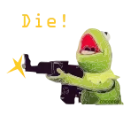 🔫 Kermit stay kermit, waffe, schusswaffe, meme, frosch whatsapp sticker