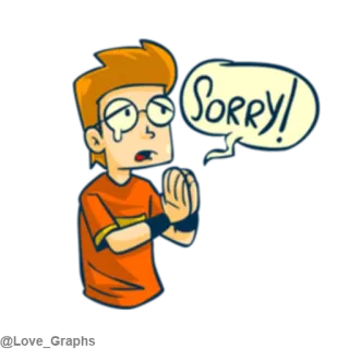 😢 Sorry! apology, cartoon, sad, sorry, boy telegram sticker
