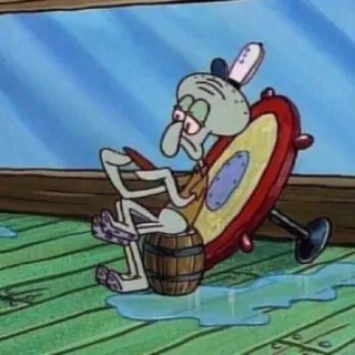 ➰ Squidward Spongebob Squarepants Squidward Tentacles, cartoon, spongebob, sad, barrel, instrument telegram sticker