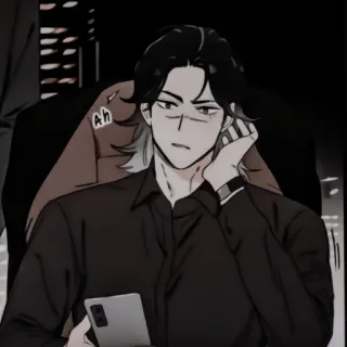 🪔 Ah Kreskówka, Postać, Mężczyzna, Biznes, Koreański, Animowany, Siedzący telegram sticker