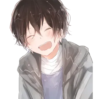 😄 garoto anime, sorrindo, desenho animado, fofo, feliz telegram sticker